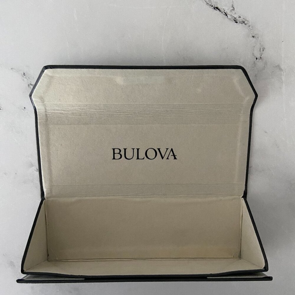 Used Empty Bulova brand eye glasses or sunglasses triangle case magnetic close